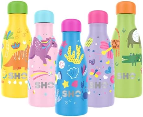 SHO Kids Bottle - Original 2.0 - Ultimate Insulated, Double Walled Stainless Steel Vacuum Flask & Water Bottle - 12 Hours Hot & 24 Hours Cold - 260ml - BPA Free (260ml, x EE - Sea)