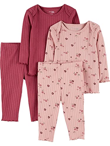 Simple Joys By Carter's Unisex Babies' 4-Piece Textured Set, Pack Of 2, Plum/Floral, 3-6 Months #TOP18
