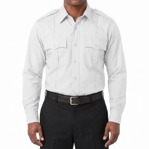 Image of First Class 100% Polyester Short & Long Sleeve Zippered Uniform Shirt 4 Pocket Hidden, Law Enforcement BDU Zipper Closure.