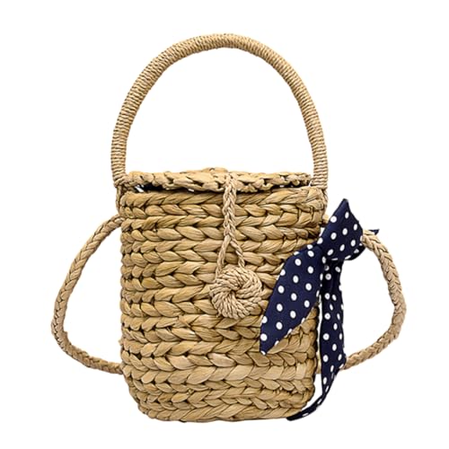 Sac tissé main en paille véritable avec finitions pompons de qualité artisanale