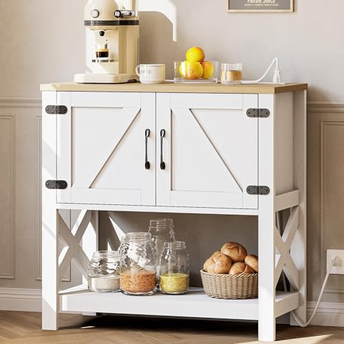 IRONCK Console Table with Storage Cabinet, 32' Entryway Table with Outlets and USB...