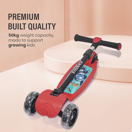 Image of 3 Wheel Kids Road Runner Scooter with Adjustable Height, Foldable Kick Scooter for 3+ Years | Skating Scooter Outdoor Toy for Boys & Girls, Birthday Gift | 50kg Capacity(Red)