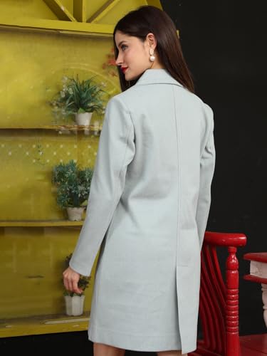 Image of CHKOKKO Women Chic Winter Coat Single Breasted | Knee Length Design with Buttoned Closure and Practical Front Side Pockets for Stylish and Comfortable Wear