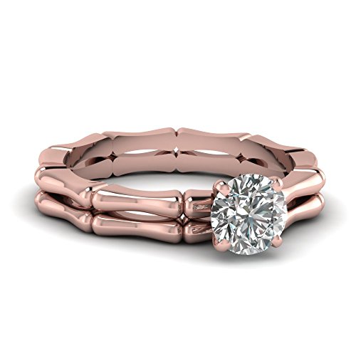 Ensemble d'anneaux de mariage en or rose et pierre au choix pour femme en tailles 47 à 70