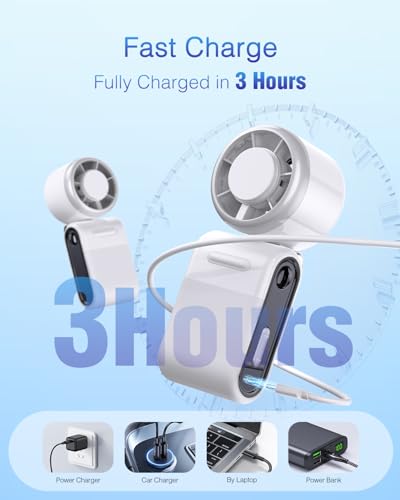 Image of Mini Portable Handheld Turbo Fan - Small but Mighty, Whisper-Quiet, Long-Lasting, 5-Speed High-Velocity Rechargeable battery Fan, Personal Fan for Outdoor, Travel, Gifts for Women & Men(White)