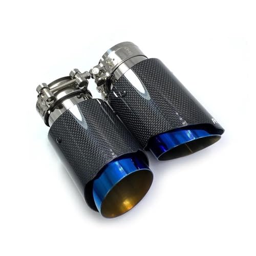Embout d'échappement simple bleu brillant et carbone pour BMW E90 E60 E46 - 7