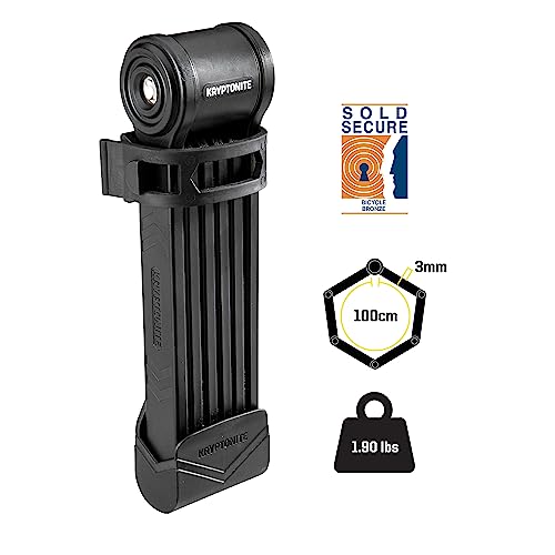Image of Kryptonite Keeper Folding Bike Lock, 2.75FT /3.25 FT Long Compact Lightweight High Security Anti-Theft Foldable Bicycle Lock with 2 Keys and Mount for E-Bikes Scooter Road Mountain Bike