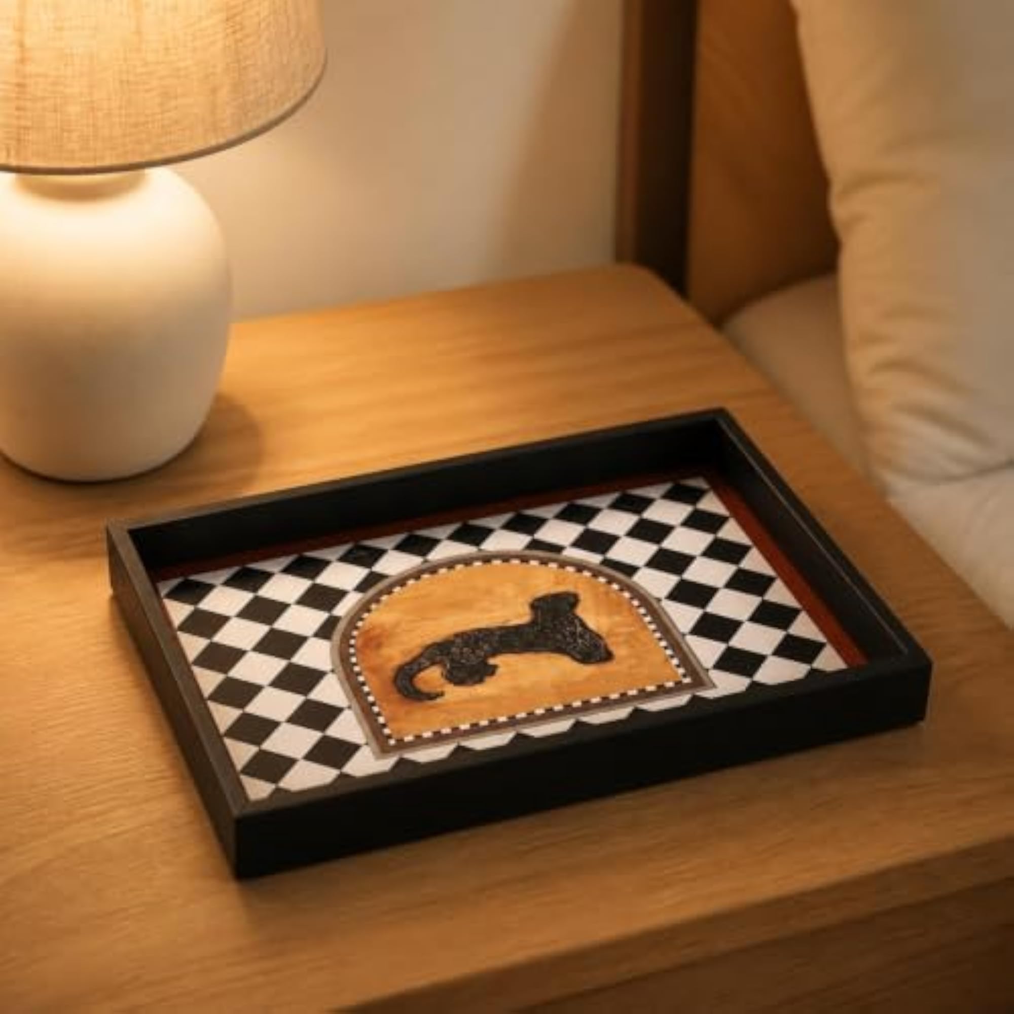 Vintage-Influenced Rectangular Engineered Wood Storage Tray, Elegant Organizer
