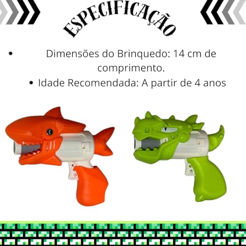 Arminha de Brinquedo Infantil Lançador de Dardos Nerf Shark/Dinossauro (Laranja)