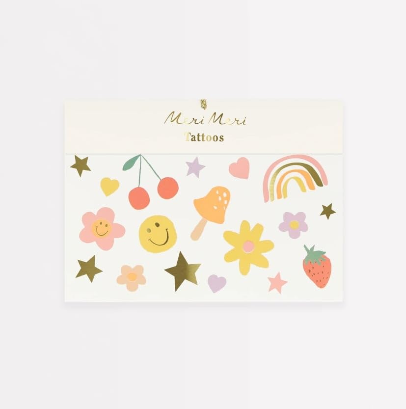 Meri Meri - Happy Face Temporary Tattoos - Mutlu Yüzler & Semboller Geçici Dövmeleri (x2)