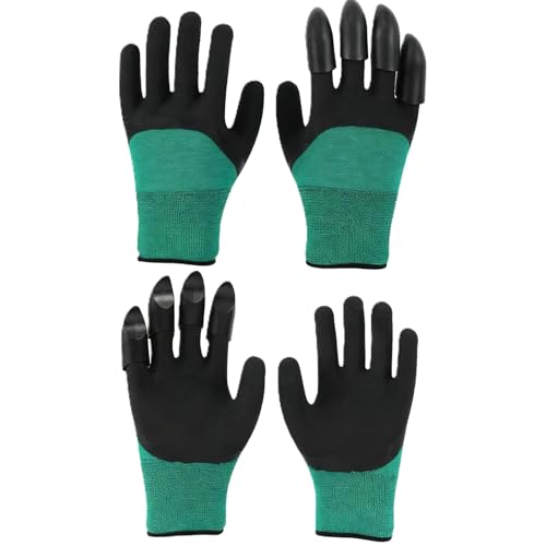 2 Pairs Garden Gloves with Claws | Latex Foam Digging Gloves for Planting Weeding Outdoor Gardening | Right-Hand Claw Protective Work Gloves for Aussie Backyard Veggie & Rose Care