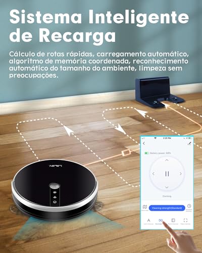 Robô aspirador de pó LILIN C30B, exibição de mapa AI, Ele é bivolt recarrega 110/220v, controle de v