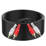 Abireiv RCA Cable 100ft,2RCA M/M Stereo Audio Cable [24K Gold Plated | Copper Core] 2RCA Male to 2RCA Male.for Home Theater, HDTV, Amplifiers, Hi-Fi Systems,Speakers