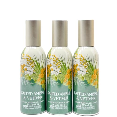 Image of Concentrated Room Spray Bath and Body 3 Pack 1.5 oz / 42.5 g Home Fragrance Air Freshner (1.5 oz / 42.5 g (3 Pack), Salted Amber & vetiver)