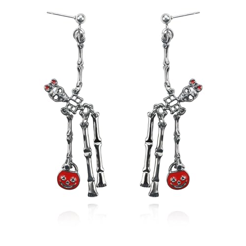 SmileBelle Halloween Earrings for Women Skull Skeleton Earrings Adopt a Ghost in a Jar Dangle Eearing Acrylic BOO Earings Gothic Jewelry Punk Accessories Halloween Jewelry Gifts for Women