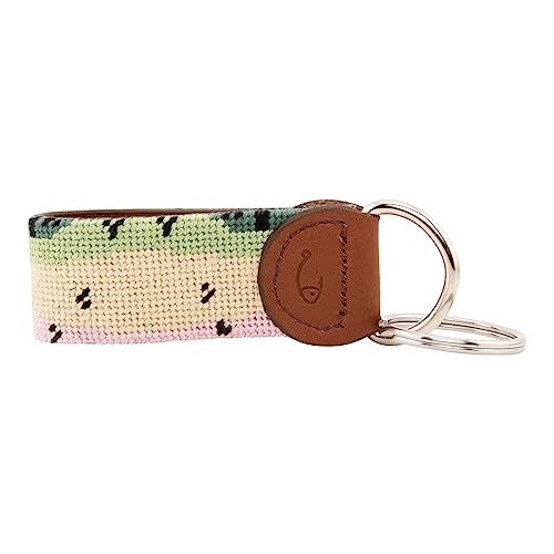 Image of Leather Hand-Stitched Needlepoint Key Fob or Key Chain