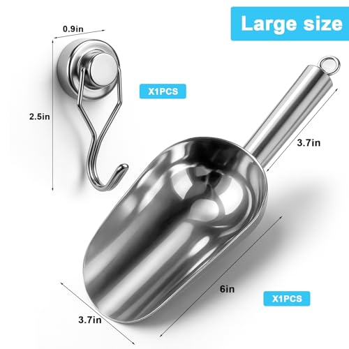 image for Mity rain Stainless Steel Ice Scoop for Freezer with Magnetic Hook - I