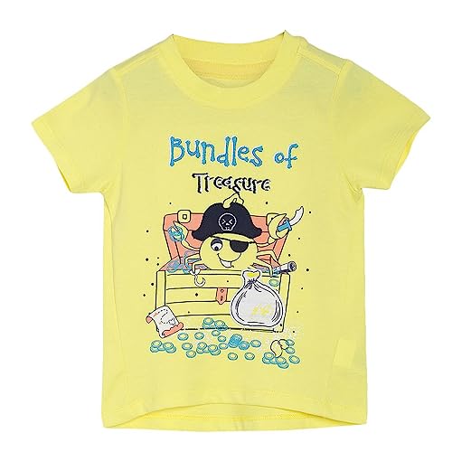 Image of miniklub Baby Crew Neck Short Sleeve Knitted Cotton T-Shirt (Yellow Color)