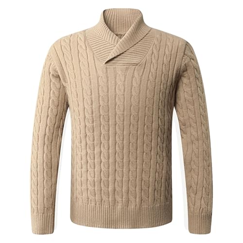 Men Fashion Knit Pullovers Solid Turn Down Collar Casual Knitted Sweater Slim Tops2