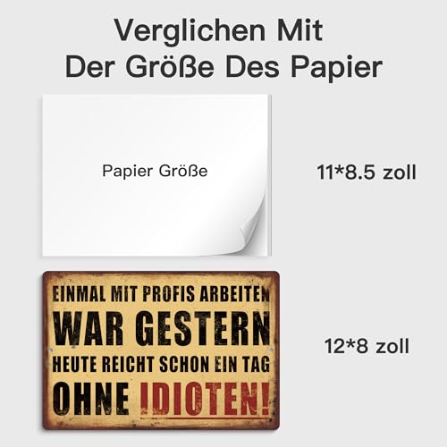 Putuo Decor Blechschild – War gestern, heute ohne Idioten – Lustige Büroschild Deko
