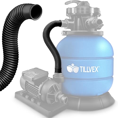 tillvex Druckschlauch für Sandfilteranlagen 78cm / 38mm | Saug-Druckschlauch Pool Pumpe | Poolschlauch Anschlussschlauch Filteranlage 1 1/2 Zoll | Pool Pumpenschlauch (Schwarz)