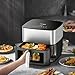 Iceagle Stainless Steel Air Fryer 9 Quart - Airfryer XXL with Large Viewing Window, Dual Heating Elements, 12-in-1 Function to Roast, Bake, Broil, Defrost, Reheat, Dishwasher-Safe Parts, 1700W, Siver