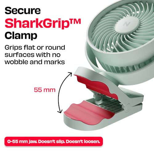 Image of NUUK KLĪP Rechargeable Clip Fan | 3000mAh Battery | Up to 8 hrs Runtime | Super - silent BLDC Motor | 4 Speed Modes | 360 Manual Head Rotation | Strong 0-55mm Clamp | Type-C Charging