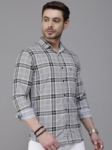 Image of Majestic Man Men's Comfort Slim Fit Pure Cotton Opaque Checked Casual Shirt