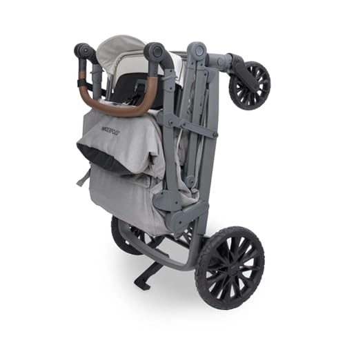 WONDERFOLD L4 Quad Stroller Wagon (4 Seater) - Collapsible Wagon Stroller with Seats with 5-Point Harnesses, Side Entrance, and Adjustable UPF50+ Canopy - Gray - Thumbnail 5
