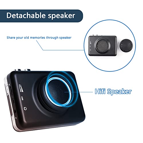 2022Updated Cassette Player With Detachable Speaker-Portable Cassette Tape To Mp3 Converter- Convert Tapes To Digital Files Via Usb, Compatible With Mac Laptops & Pc #TOP2