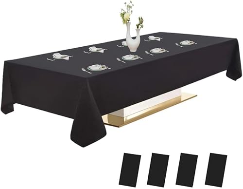 Urby Manteles desechables de plástico negros para mesas rectangulares de 8 pies, ideal para servir como picnic, fiesta, exterior o comedor, mantel Urby Manteles desechables de plástico negros para mesas rectangulares de 8 pies, ideal para servir como picnic, fiesta, exterior o comedor, mantel