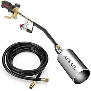 Propane Torch Weed Burner,Blow Torch,Heavy Duty,High Output 700,000 BTU,Flamethrower with Turbo Trigger Push Button Igniter and 9.8 FT Hose for Roof Asphalt,Ice Snow,Road Marking,Charcoal