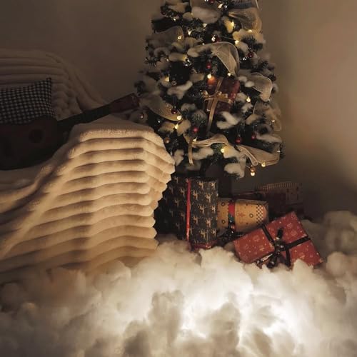 Image of winemana 30oz Christmas Fake Snow Decor, Artificial Snow for Indoor Decorating, Cotton Like Fluffy Snow Stuffing for Winter Mantle Village Houses Christmas Tree Craft White Snow Decor