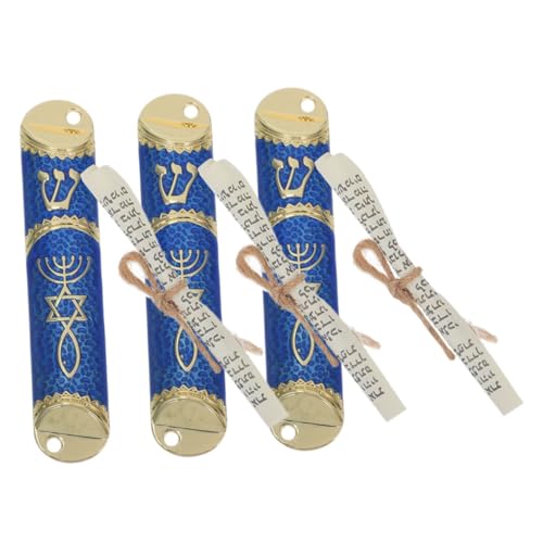 Cabilock 3Sets Jewish Mezuzah Case Metal Door Blessing with Scroll Elegant Hebrew Decor for Home for Hanukkah Jewish Celebrations Symbol