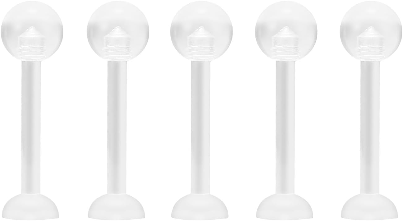 8G/10G/12G/14G/16G/18G Bioplast Clear Flat Tongue Nipple Ring Flexible Retainers Spacers Labret Bar