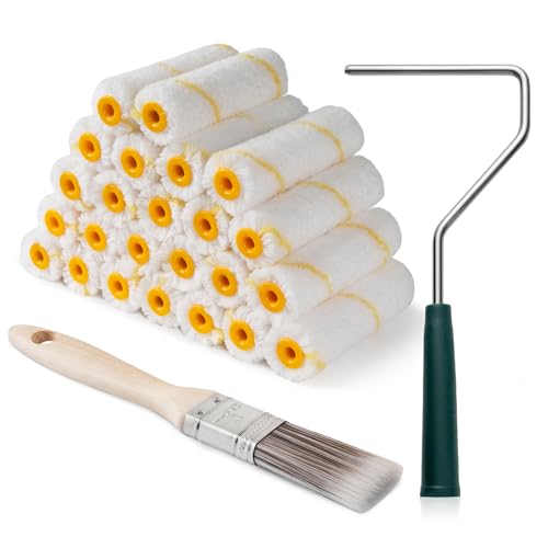 YiBaiBrush Paint Roller Covers 26 Pack 4 Inch 3/8 Nap Microfiber