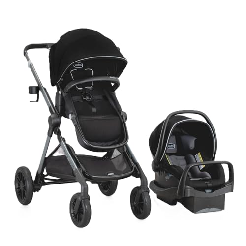 evenflo pivot xpand modular travel system with litemax infant car seat ayrshire black