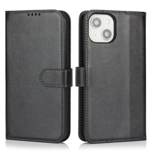 Image of for iPhone 14 Case Wallet with Card Holder,for iPhone 13 Wallet Case for Women Men,PU Leather Shockproof Magnetic Buckle Stand Flip Phone Case-Black