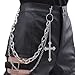 ANGLEQUEEN Punk Layered Pants Chains for Men Women Silver Cross Rivet Wallet Chains Hip Hop Pocket Chain Goth Key Chain Wallet for Women Halloween Jewelry Clothing Accessories 2025 Fashion Jewelry (STYLE12)