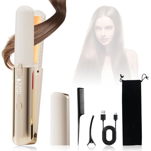 Anluomafuy Piastra Capelli Lisci e Mossi Professionale, Protezione Keratin, Mini Piastra per Capelli da Viaggio Portatile, Display LCD, 160-220°C, per Capelli Lunghi, Spessi o Ricci (Bianco)