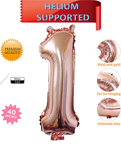 40 Inch Rose Gold Jumbo 1 Number Balloons Huge Giant Balloons Foil Mylar Number Balloons For Birthday Party,Wedding, Bridal Shower Engagement Photo Shoot, Anniversary (Rose Gold,Number 1) #TOP1