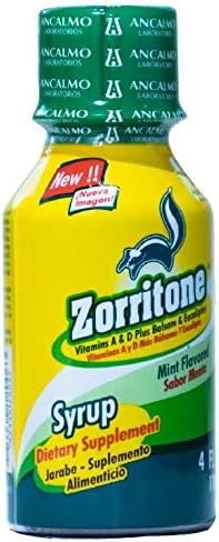 Miniatura 4 de Zorritone Jarabe para la tos  Jarabe supresor de la tos con sabor a menta con vitamina A, vitamina D3 y eucalipto para alivio rápido de la tos del