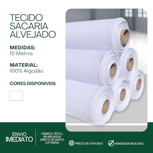 Tecido Alvejado Sacaria Grosso Apucarana P/Pano De Copa - Rolo de 10 Metros
