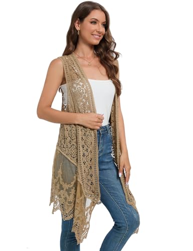 Sheer Cardigan Crochet Sleeveless Cover Up Mesh Patchwork Hippie Vest3