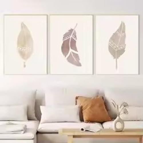 Peintures et affiches plumes pour habiller les murs vides d'une maison au style minimaliste