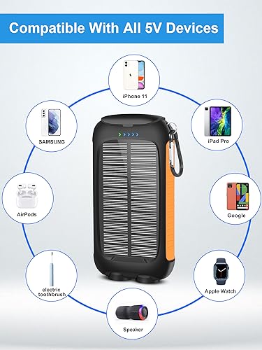 Image of 𝟮𝟬𝟮4 𝙐𝙥𝙜𝙧𝙖𝙙𝙚 Solar-Charger-Power-Bank-38800mAh Waterproof Portable Solar Phone Charger with LED Flashlight /USB C Fast Charge External Battery Pack Compatible for Outdoor, Camping, Travel
