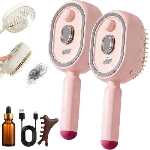 Brosse à cheveux électrique vapeur rechargeable anti-frizz rose x2