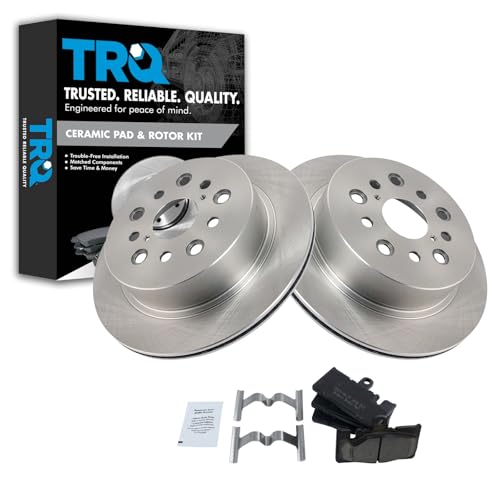 Image of TRQ Rear Brake Pad and Rotor Set Ceramic Vented Rotors