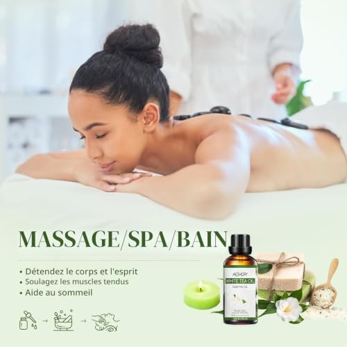 AESHORY Huile Essentielle de Thé Blanc 50ML, Huile de Thé Blanc pour Diffuseur, Huiles Parfumées Aromathérapie de Qualité pour Massage, Bain, Soins, Détendre, Apaiser – vue 5
