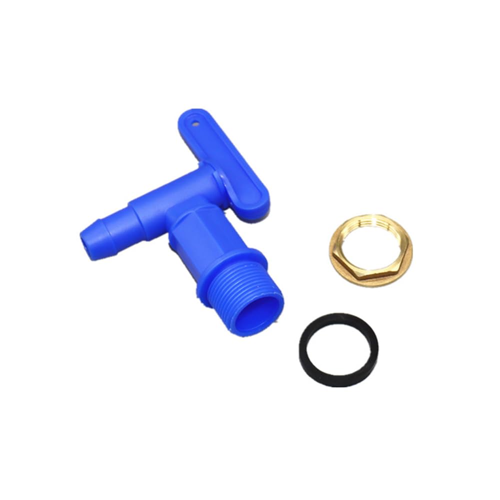 SENRISE Water Butt Tap, Plastic IBC Tank Adapter 25mm Thread Rain Bucket Spout Faucet with Brass Wire Fastener for Rain Bucket, Tank, Gardening (Blue)